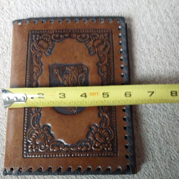 Rare 1930s Italian Leather Portfolio Book Cover Embossed Lion Emblem 8” - Picture 14 of 15